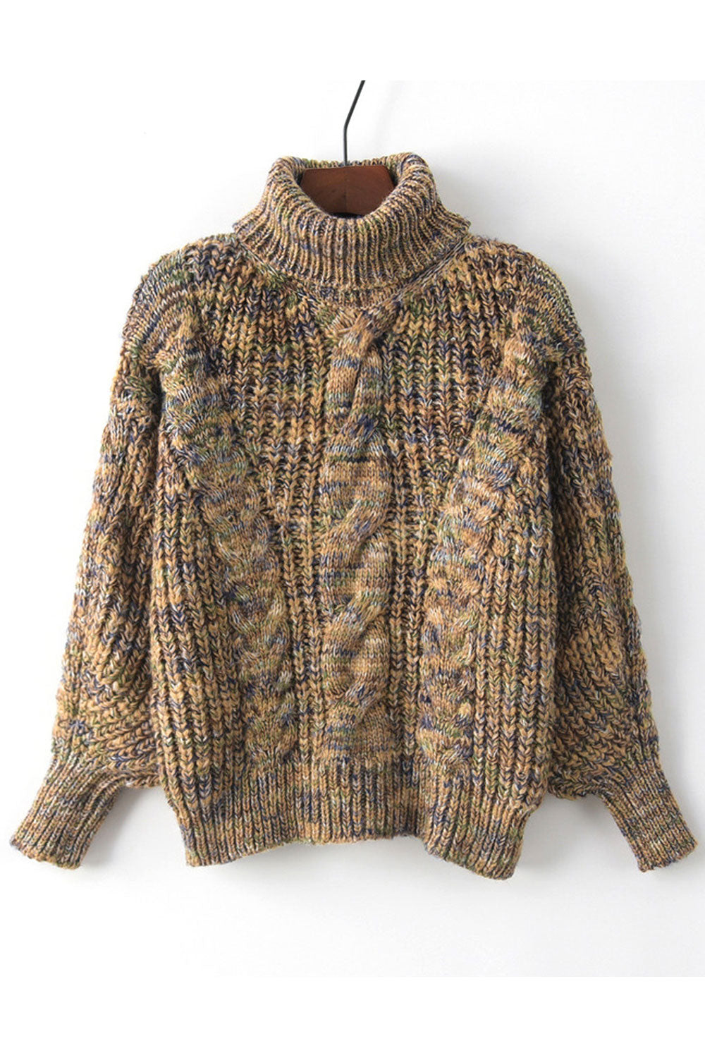 Women Warm & Stretchable Trendy Solid Colored High Neck Easy Long Sleeve Pullover Sweater