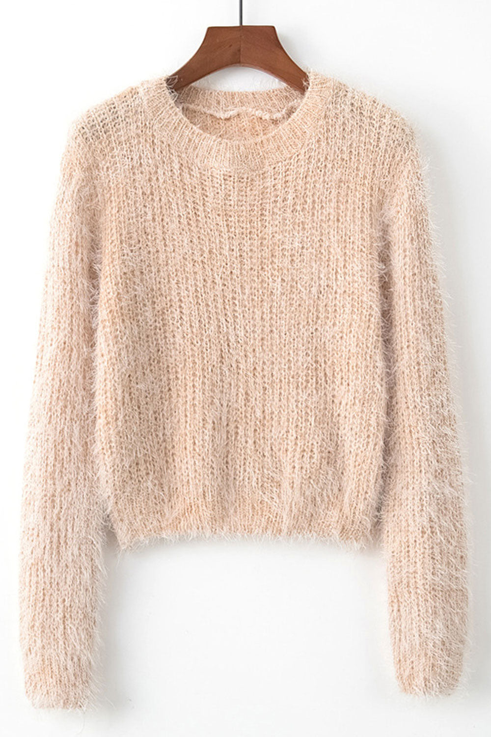 Women Awesome Solid Colored Simple Styled Long Sleeve Pullover Fashion Easy Round Neck Sweater