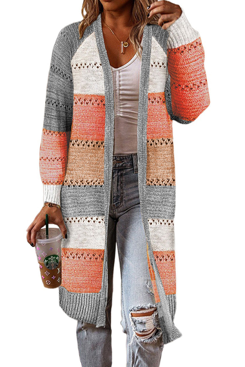 Women Elegant Knee-Length Knitted Style Easily Wearable Loose Fit Winter Cardigan