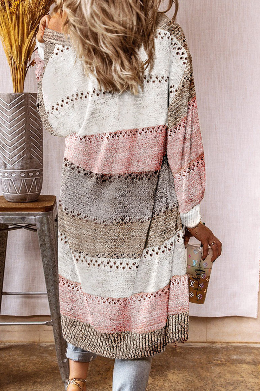 Women Elegant Knee-Length Knitted Style Easily Wearable Loose Fit Winter Cardigan