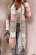 Women Elegant Knee-Length Knitted Style Easily Wearable Loose Fit Winter Cardigan