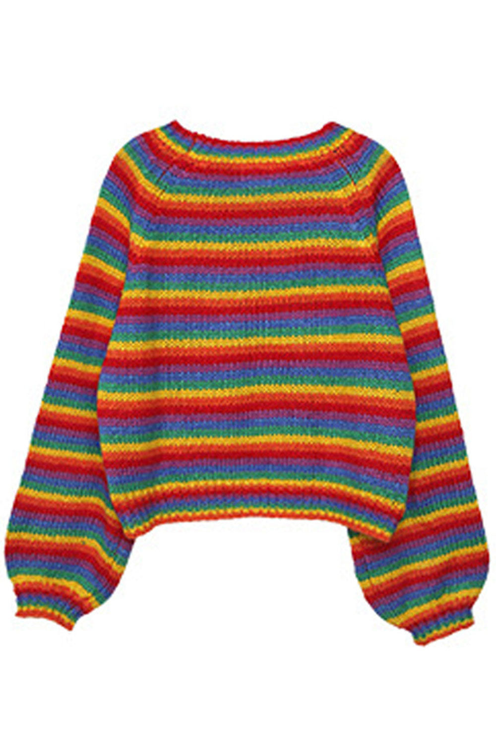 Women Amazing Striped Pattern Loose Long Sleeve Restful Round Neck Winter Warm Sweater