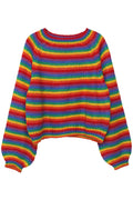 Women Amazing Striped Pattern Loose Long Sleeve Restful Round Neck Winter Warm Sweater