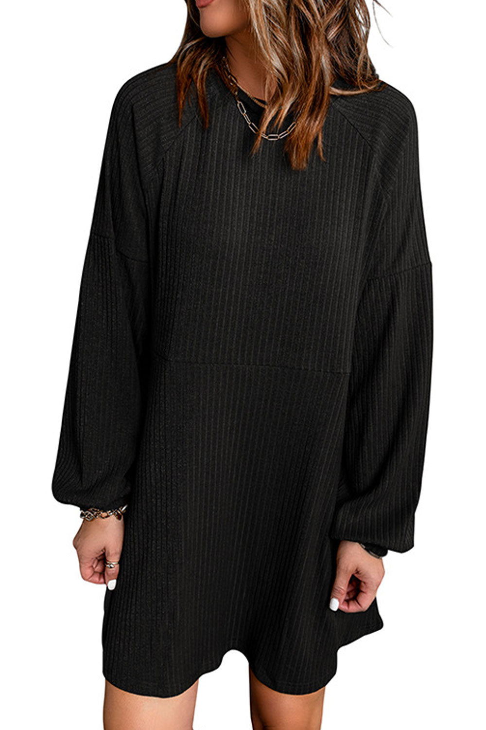 Women Windproof Elegent Solid Colored Loose Long Sleeve Comfortable Round Neck Pullover Sweater