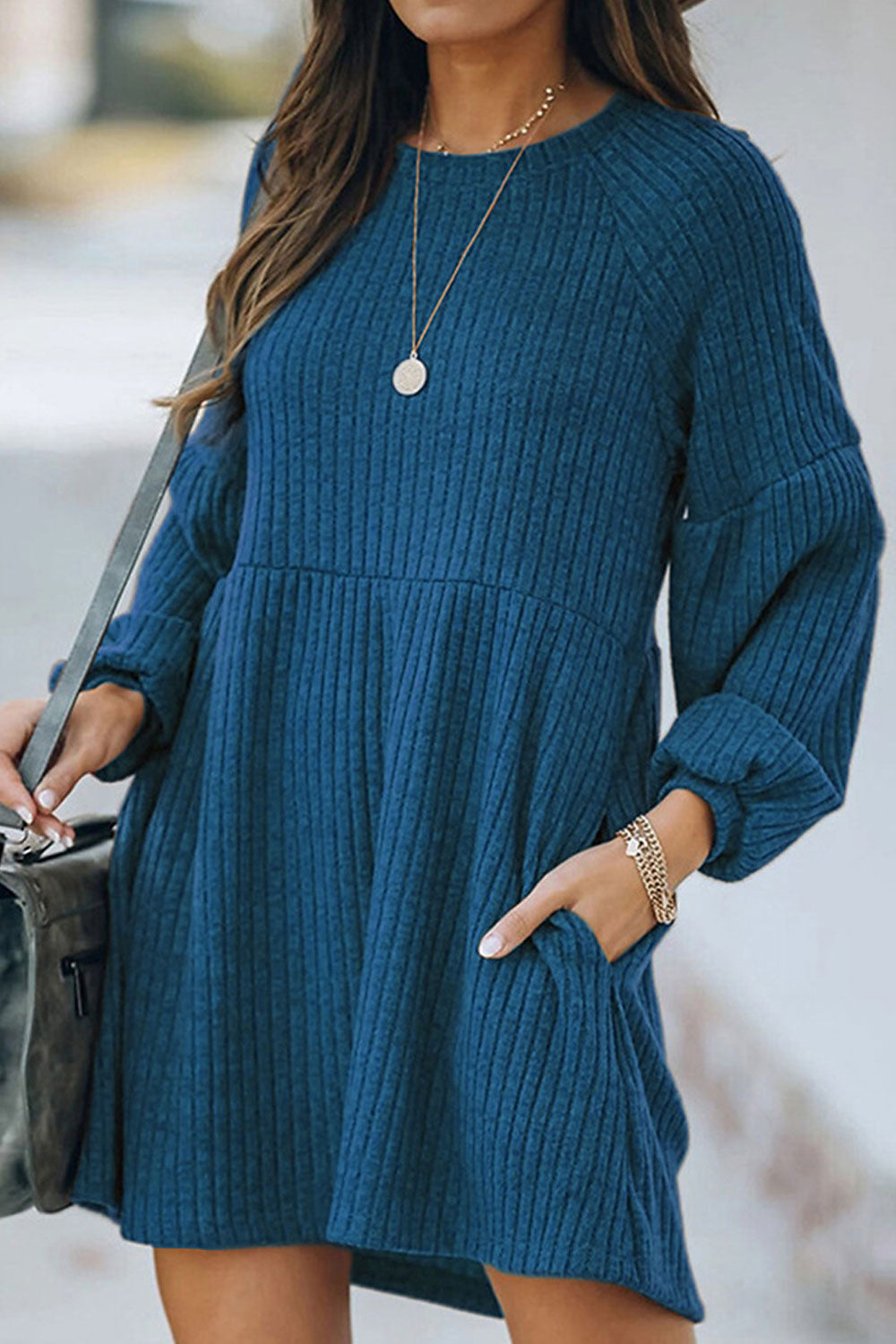 Women Windproof Elegent Solid Colored Loose Long Sleeve Comfortable Round Neck Pullover Sweater