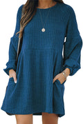 Women Windproof Elegent Solid Colored Loose Long Sleeve Comfortable Round Neck Pullover Sweater