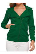 Women Iconic Solid Colored Relaxed Fit Long Sleeve Warm Hat Neck Easy Zipper Closure Casual Jacket