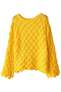 Women Decent Solid Colored Flared Sleeve Restful Round Neck Hollow Styled Pullover Sweater