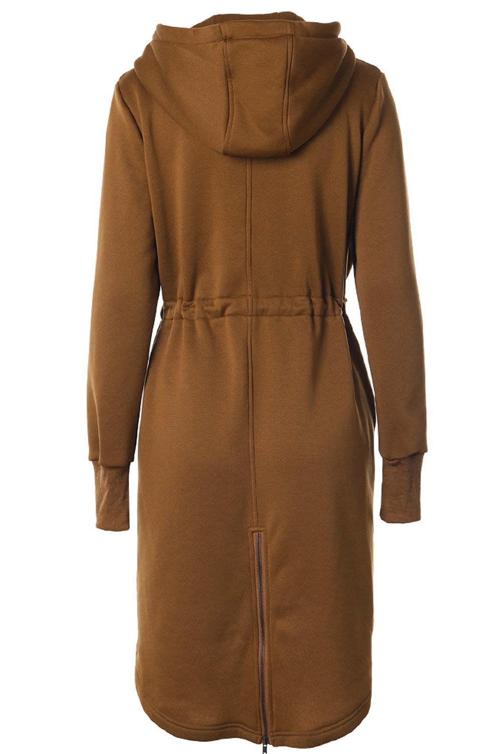 Women Restful Hat Neck Thick Long Sleeve Superb Mid-Length Trendy Solid Colored Zipper Casual Jacket