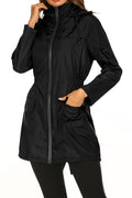 Women Restful Long Sleeve Superb Solid Colored Flap Pockets Durable Drawstring Hooded Neck Casual Jacket