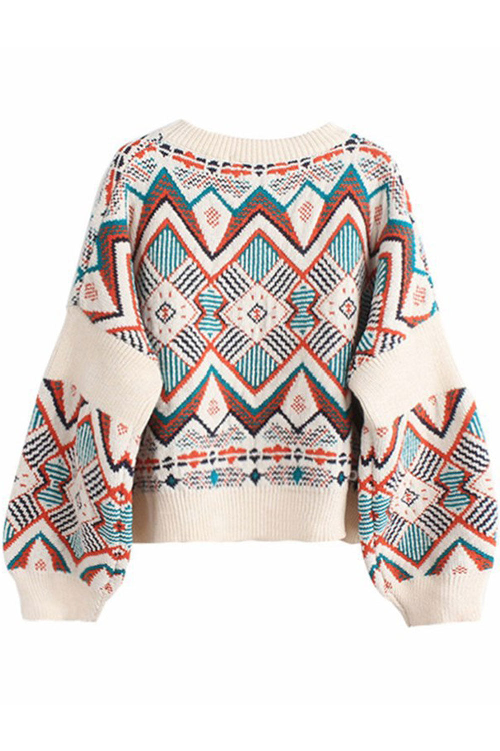 Women Warm Long Sleeve Stylish Geometry Pattern Winter Pullover Fashion Casual Sweater