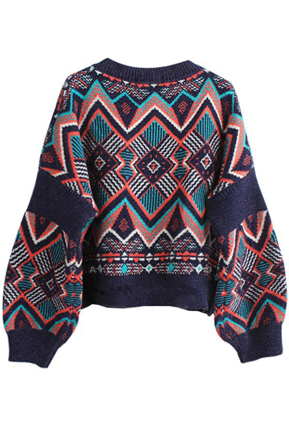 Women Warm Long Sleeve Stylish Geometry Pattern Winter Pullover Fashion Casual Sweater