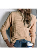 Women Elegent Solid Colored Relaxed Fit Long Sleeve Comfortable Round Neck Winter Casual Sweater