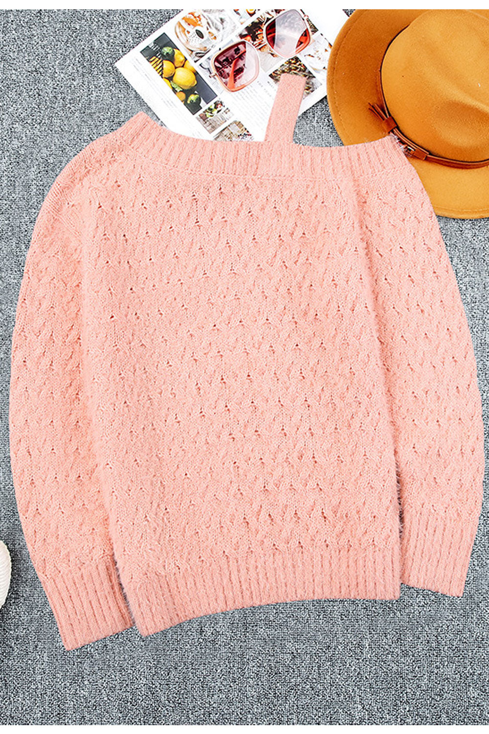Women Warm & Thick Long Sleeve Lovely Solid Colored Off-Shoulder Winter Pullover Sweater