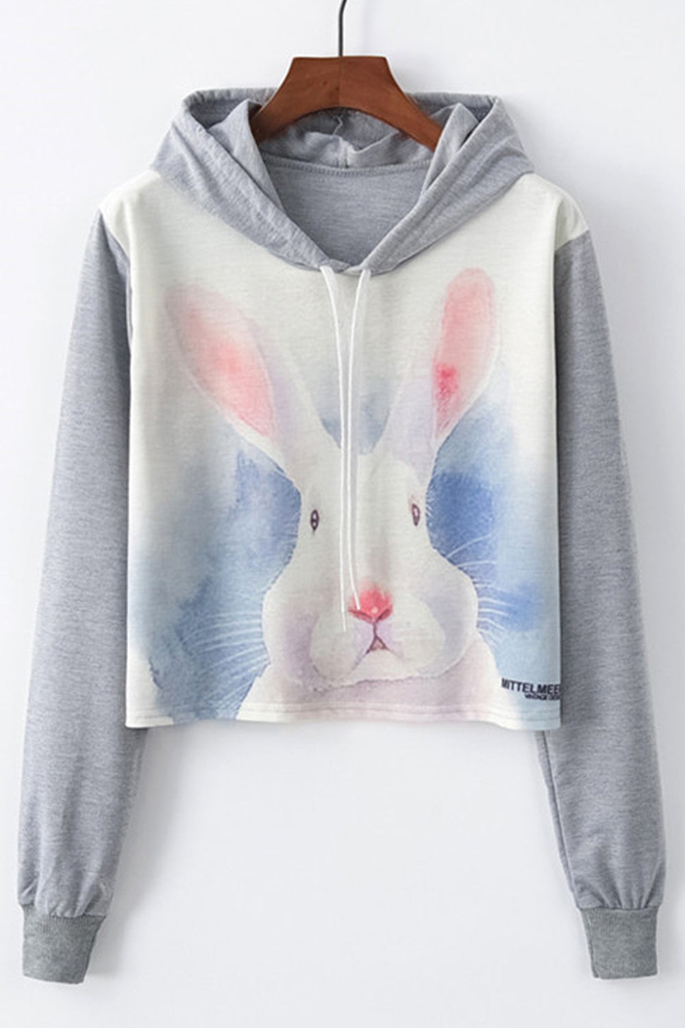 Women Tremendous Animal Pattern Warm Ribbed Cuff Pullover Fashion Short Winter Hoodie