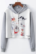 Women Stylish Animal Pattern Short Fashion Comfy Long Sleeve Casual Pullover Hoodie