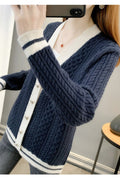 Women Restful V-Neck Knitted Styled Beautiful Button Closure Winter Warm Cardigan