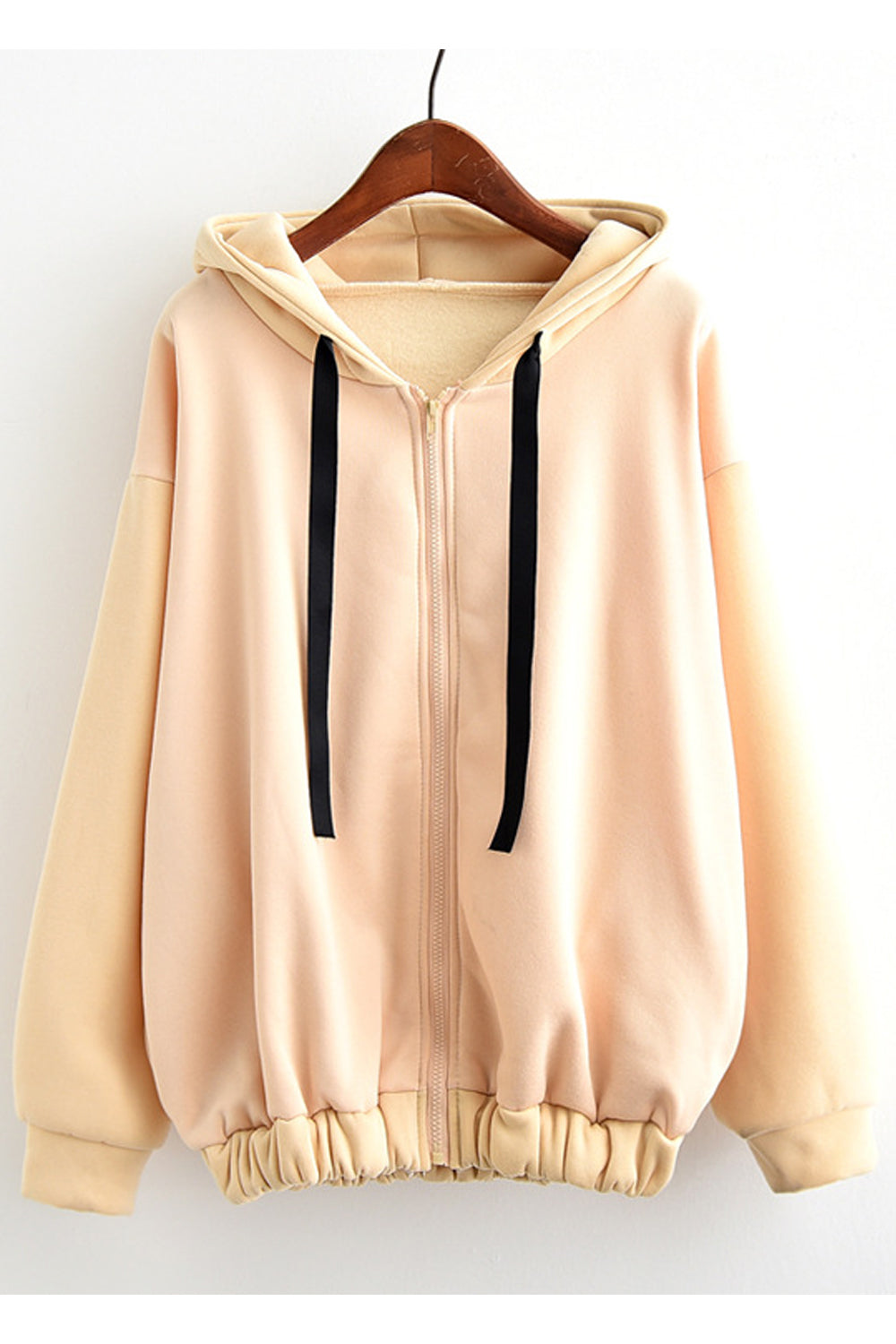 Women Soft & Warm Awesome Solid Colored Ribbed Cuff Elasticated Hem Zipper Closure Hoodie