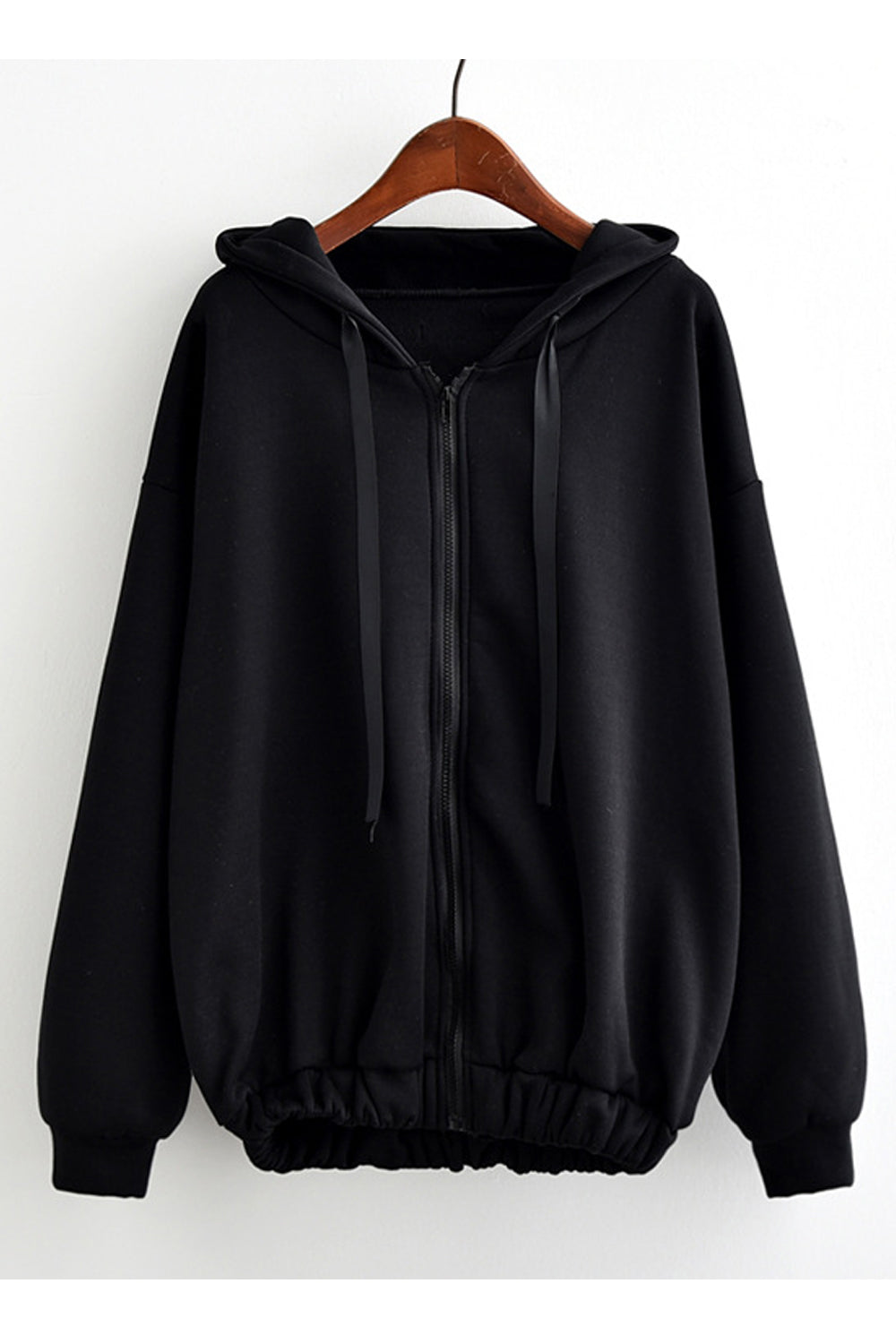 Women Soft & Warm Awesome Solid Colored Ribbed Cuff Elasticated Hem Zipper Closure Hoodie