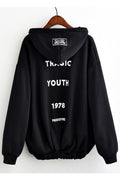 Women Soft & Warm Awesome Solid Colored Ribbed Cuff Elasticated Hem Zipper Closure Hoodie