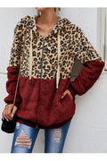 Women Elegant Leopard Pattern Warm Long Sleeve Durable Drawstring Winter Zipper Closure Casual Jacket