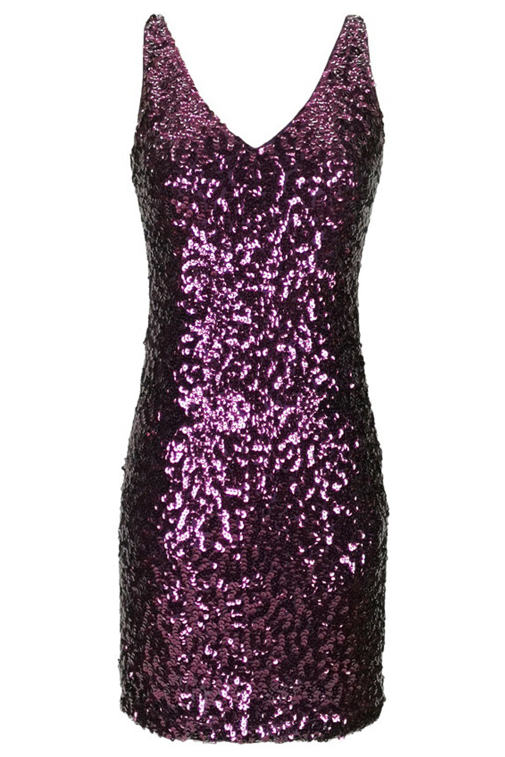 Women Stylish Sequins Pattern Above Knee Length V-Neck Sleeveless Awesome Party Dress