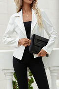 Women Pretty Front Open Long Sleeve Slim Fit Fashionable Winter Leather Jacket
