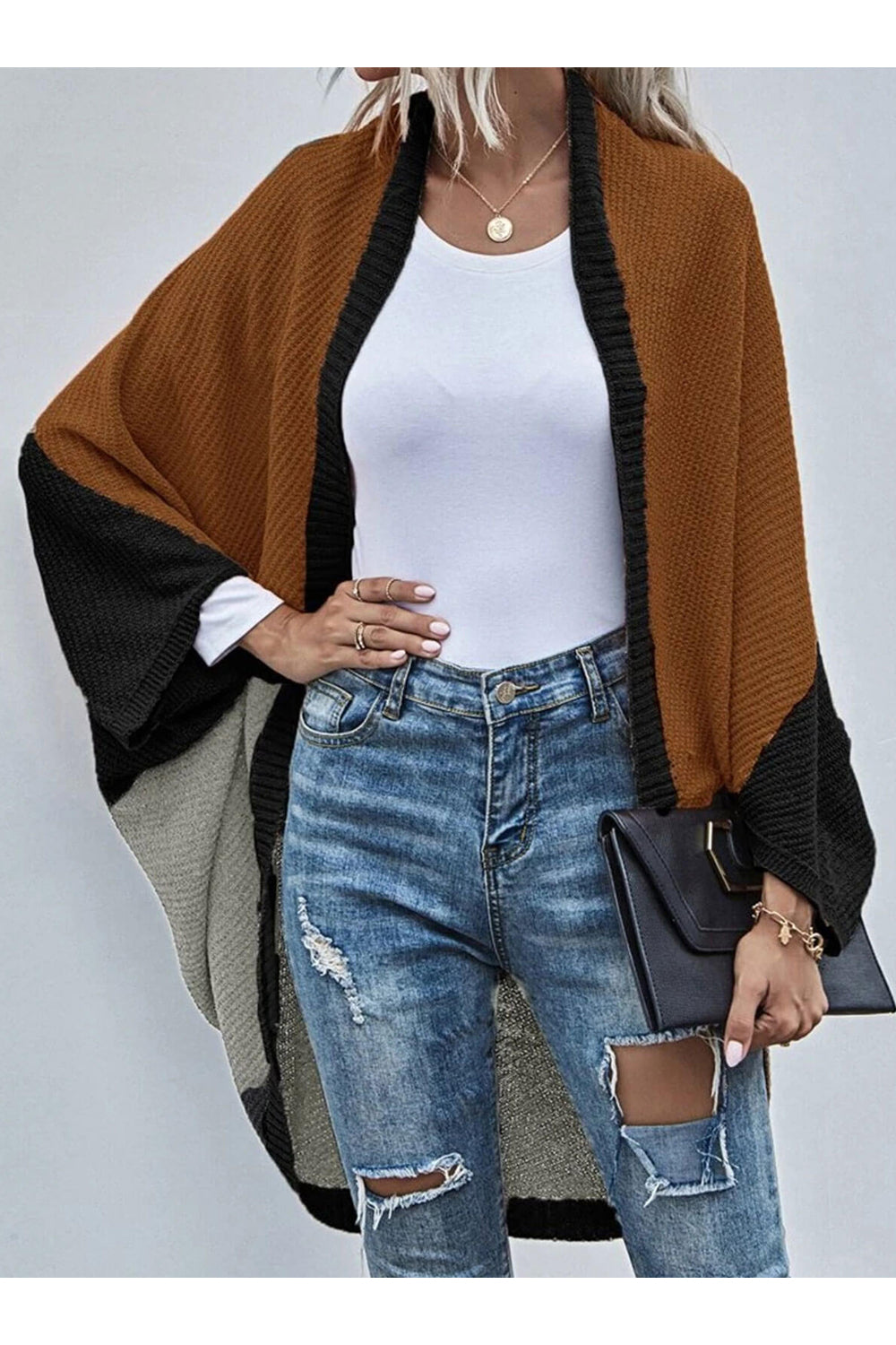 Women Commfortable Three Colors Loose Fit Quickly Wearable Knitted Warm Winter Cardigan