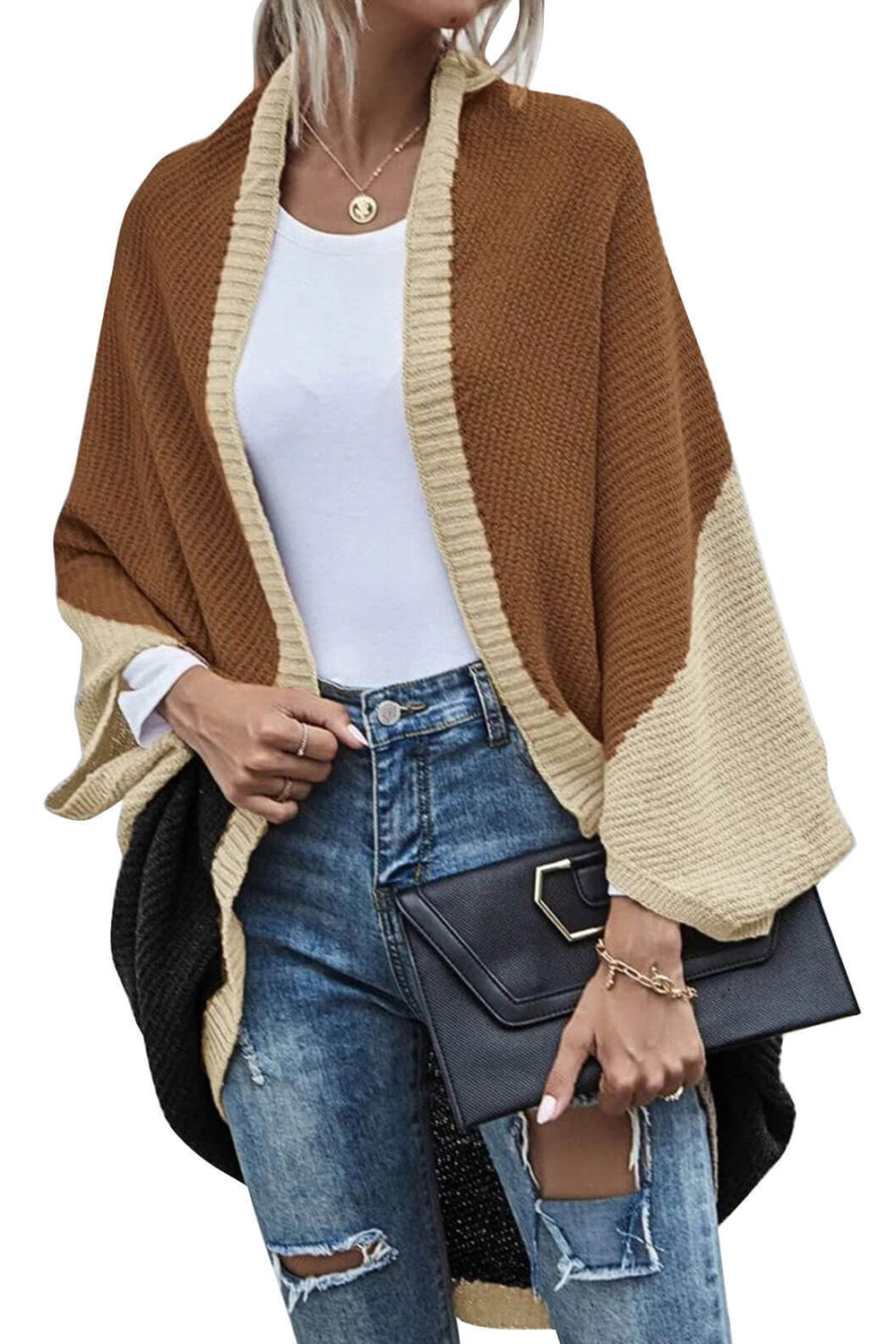 Women Commfortable Three Colors Loose Fit Quickly Wearable Knitted Warm Winter Cardigan