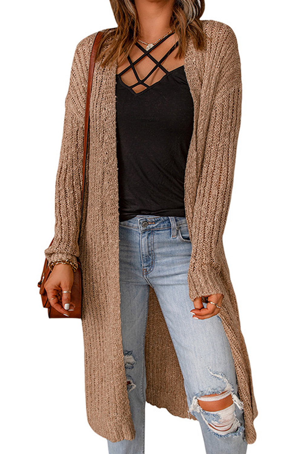 Women Knitted Below Knee Length Long Sleeve Comfy & Thick Winter Cardigan