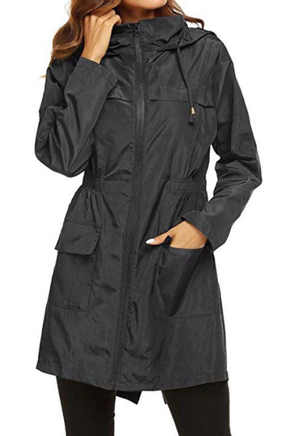 Women Breathable Above Knee Length Zipper Closure Waterproof & Windbreaker Awesome Raincoat Jacket