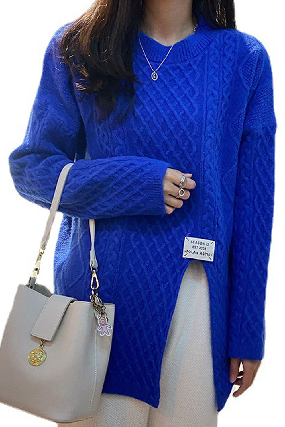 Women Elegant & Modern Designed Knitted Long Sleeve Slit Style Winter Sweater