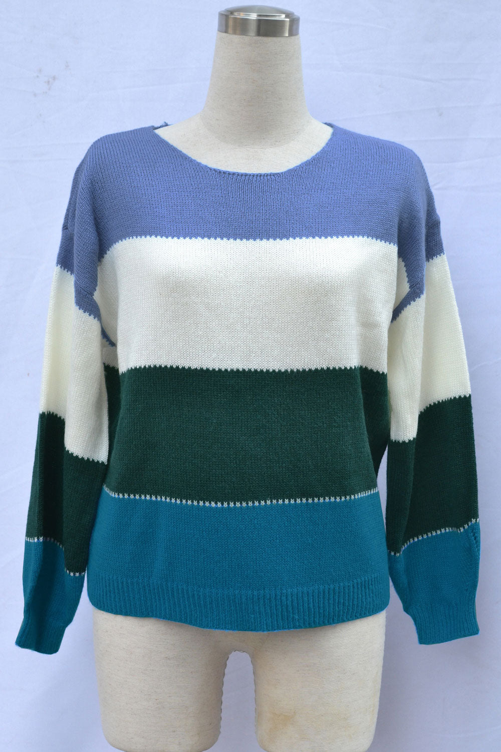 Women Thick & Warm Beautiful Striped Pattern Long Sleeve Mid-Length Winter Pullover Sweater