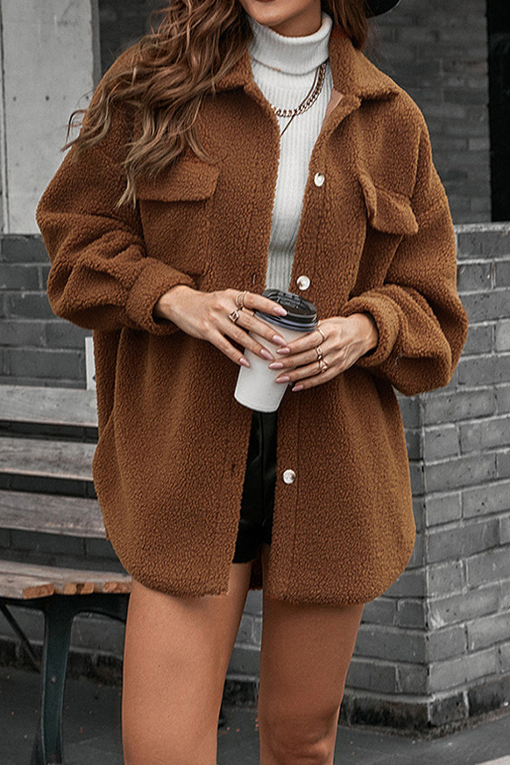 Women Extra-Ordinary Warm & Fashionic Collar Neck Button Closure Flap Pockets Winter Cardigan