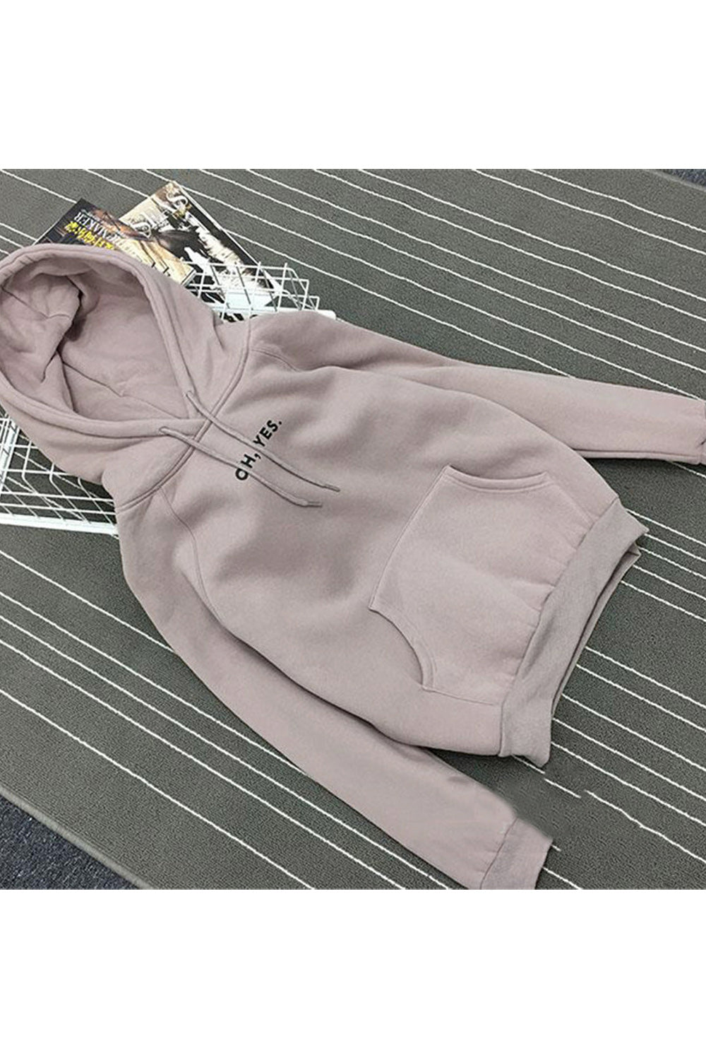 Women Decent Solid Color Loose Fit Warm Hoodie