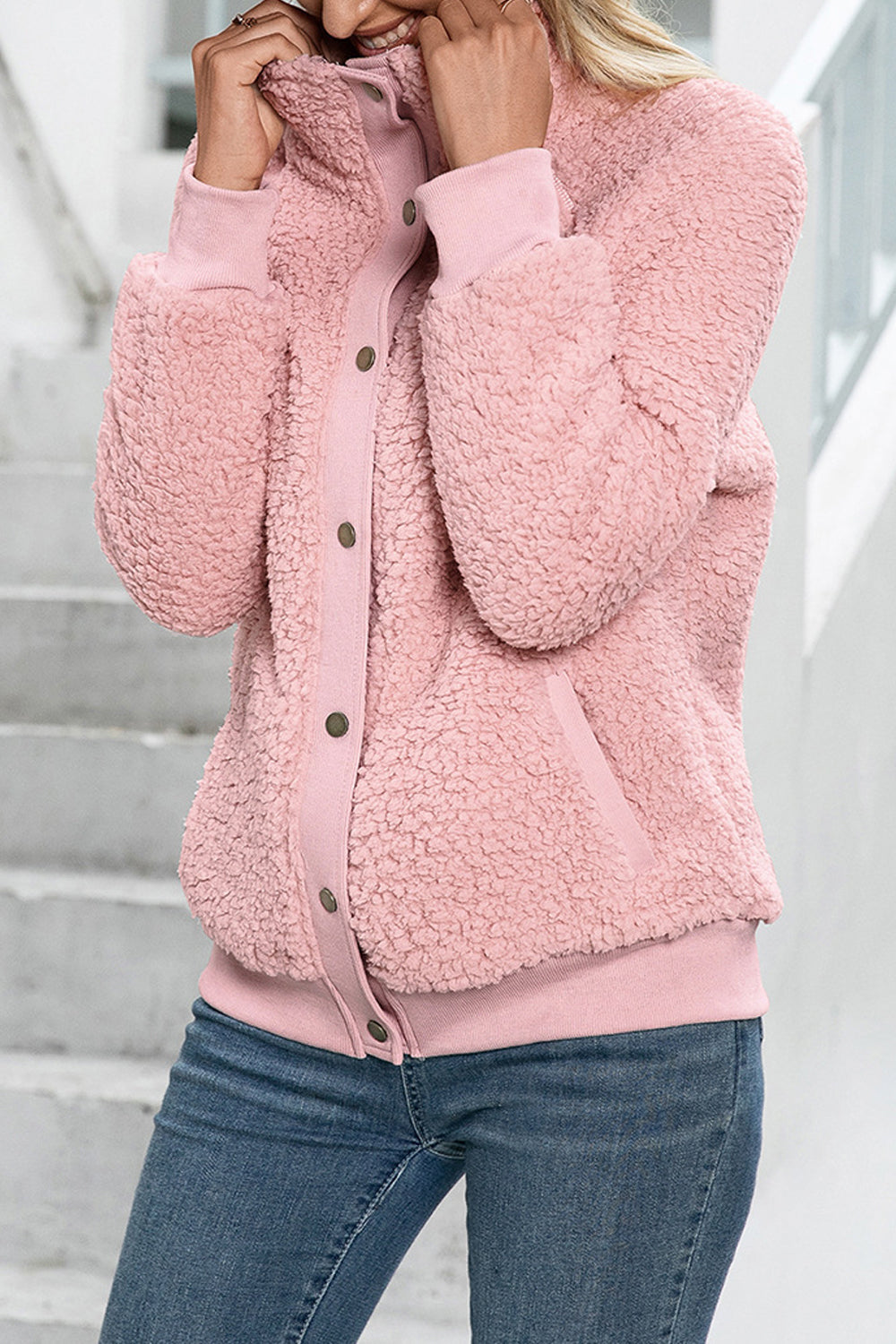 Women Amazing Lapel Collar Neck Easy Button Closure Warm & Thick Winter Cardigan