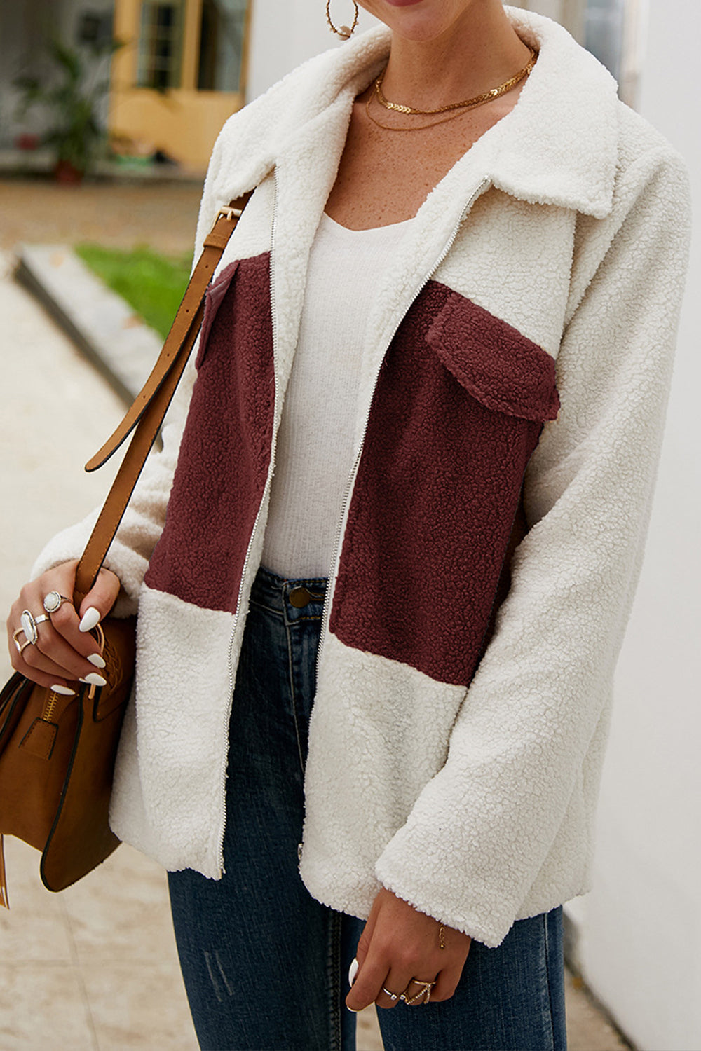 Women Excellent Zipper Closure Collar Neck Knitted Styled Winter Cardigan