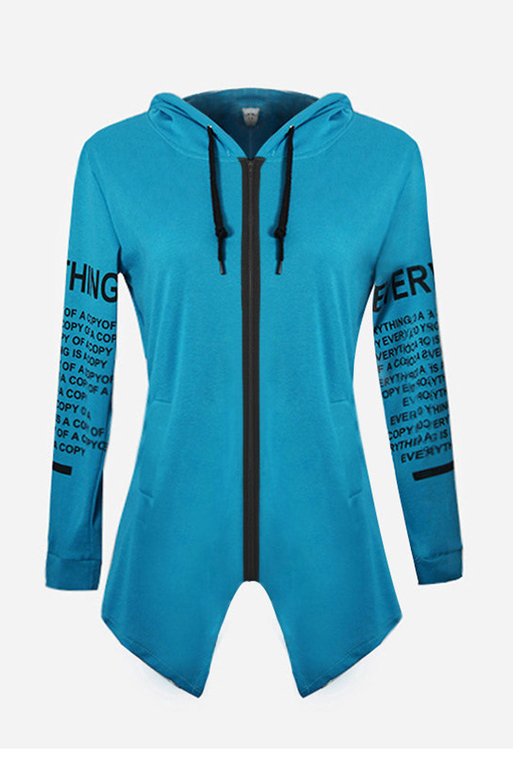 Women Zipper Closure Printed Pattern Thick Casual Hoodie
