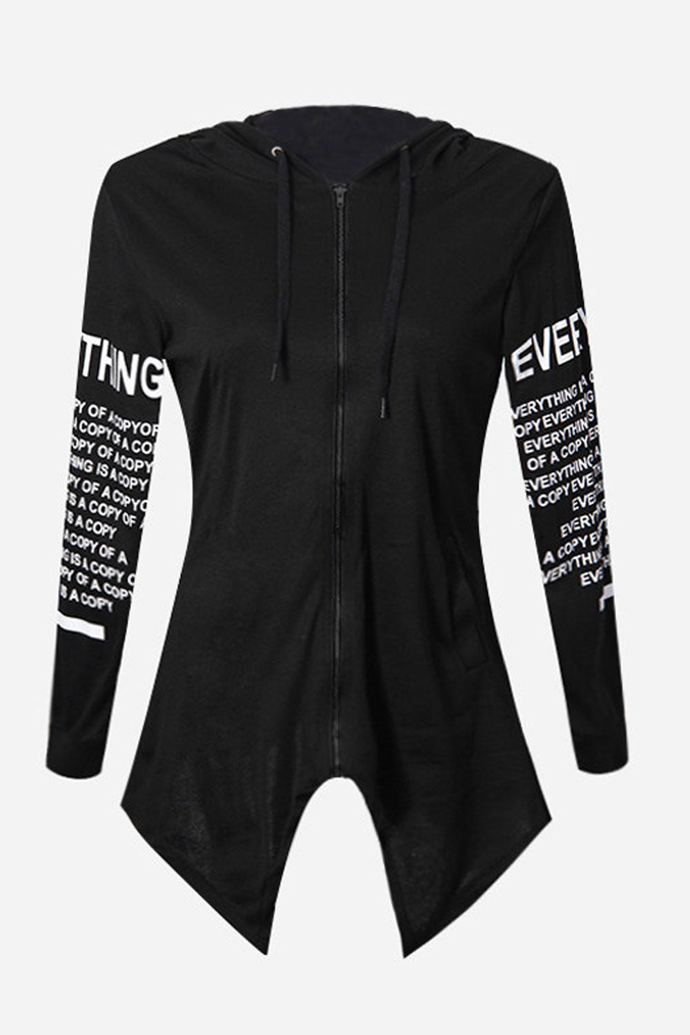 Women Zipper Closure Printed Pattern Thick Casual Hoodie