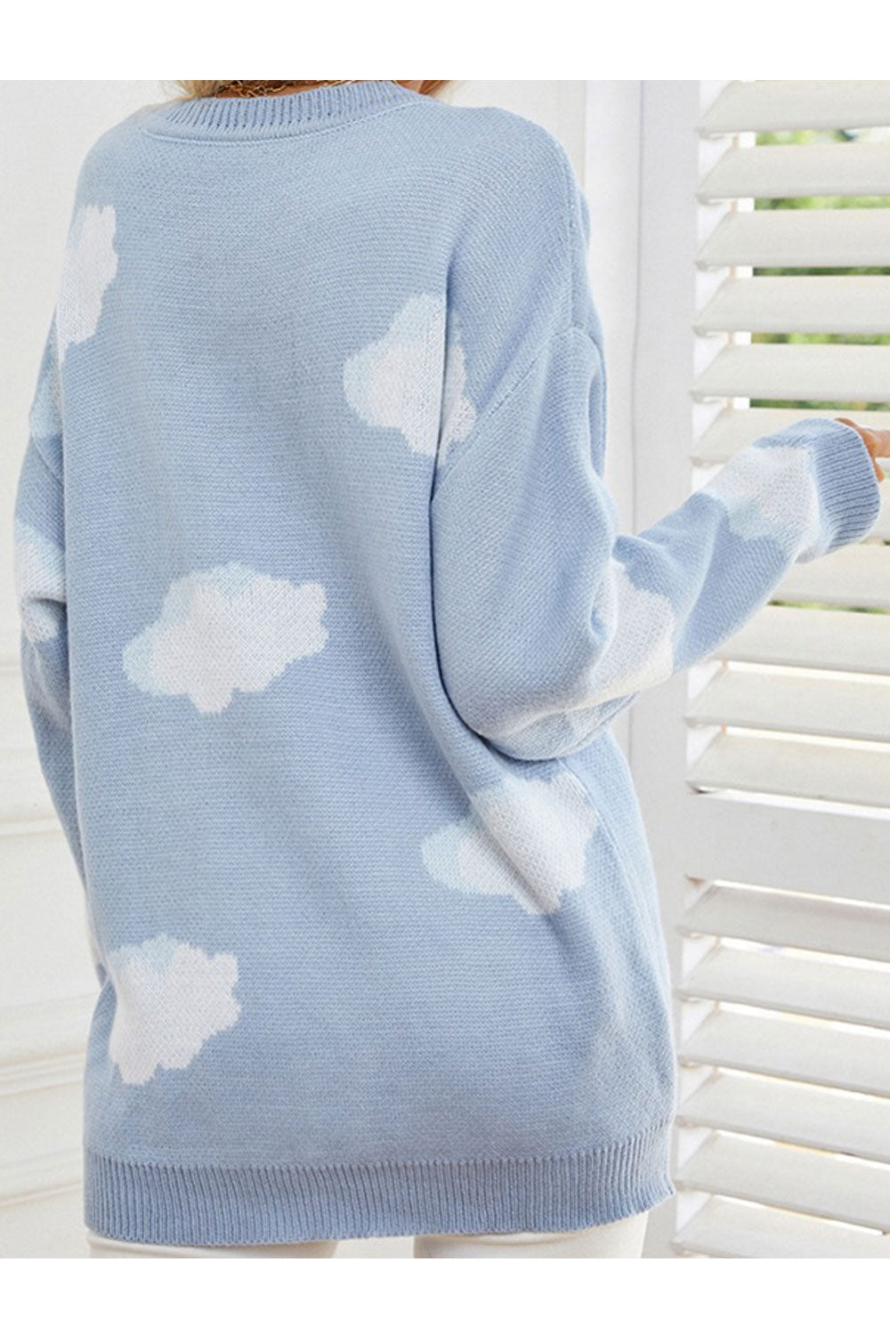 Women Nice Printed Pattern Round Neck Pullover Knitted Winter Casual Warm Sweater
