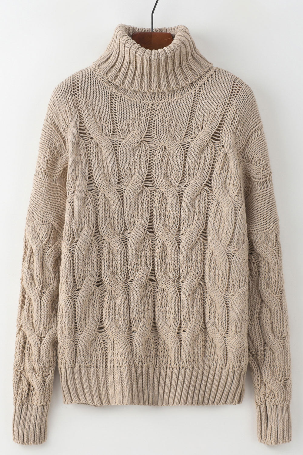 Women Casual Foldable High Neck Knitted Long Sleeve Warm Winter Sweater
