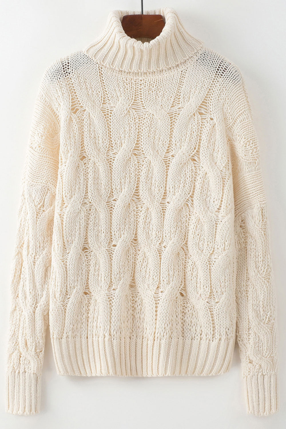 Women Casual Foldable High Neck Knitted Long Sleeve Warm Winter Sweater
