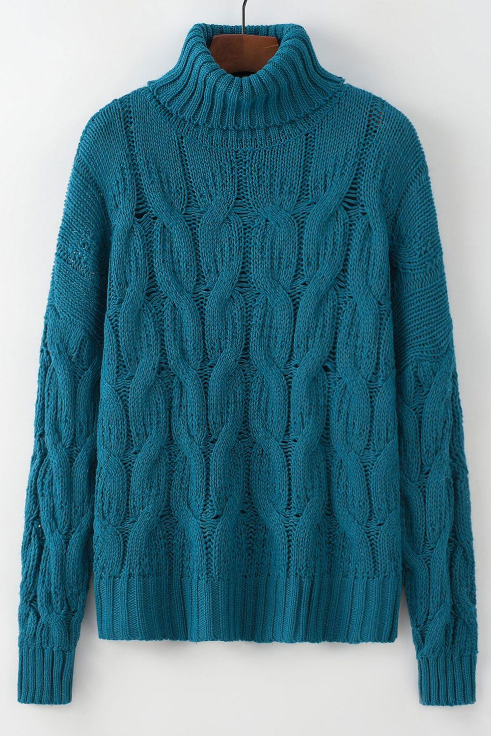 Women Casual Foldable High Neck Knitted Long Sleeve Warm Winter Sweater