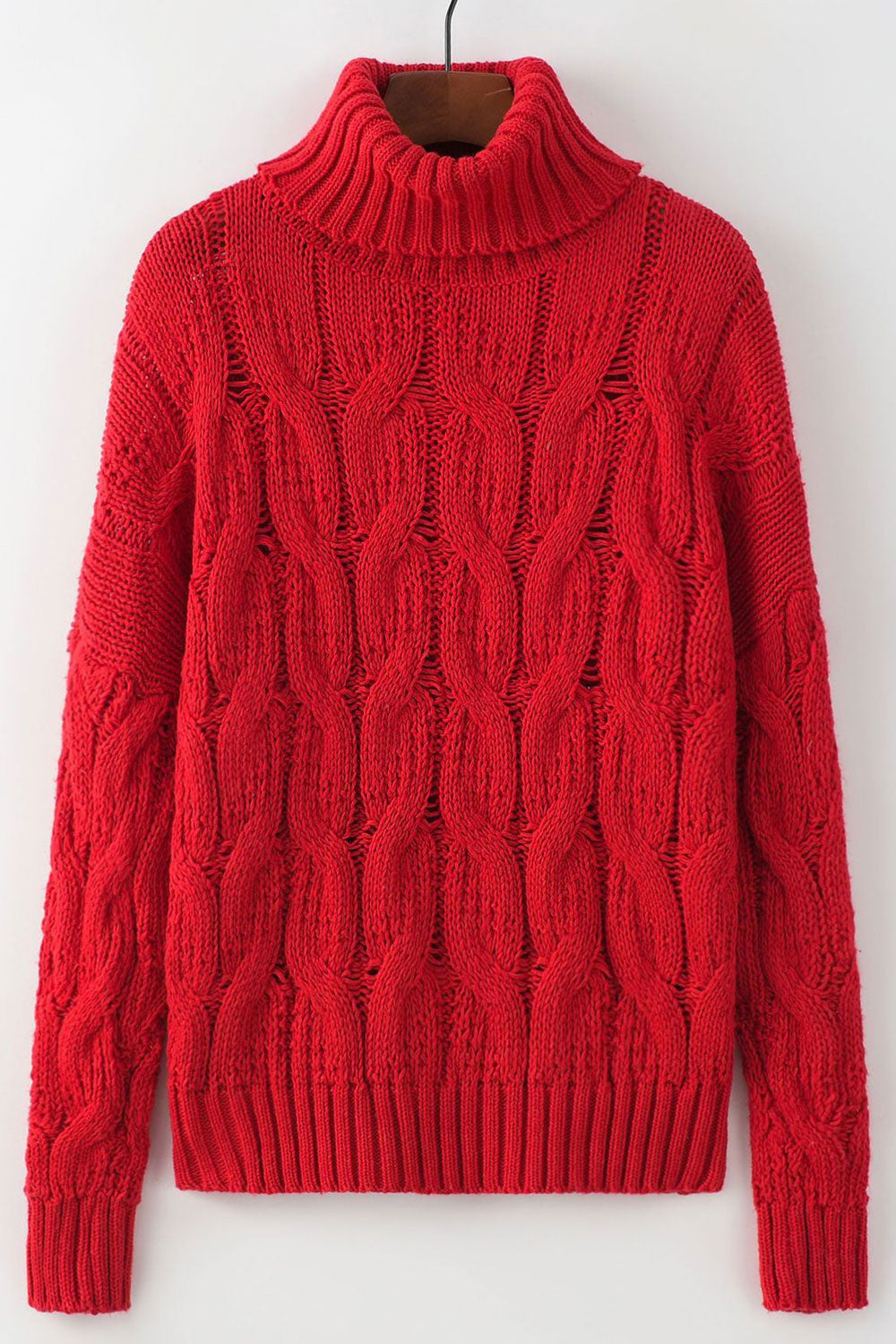 Women Casual Foldable High Neck Knitted Long Sleeve Warm Winter Sweater