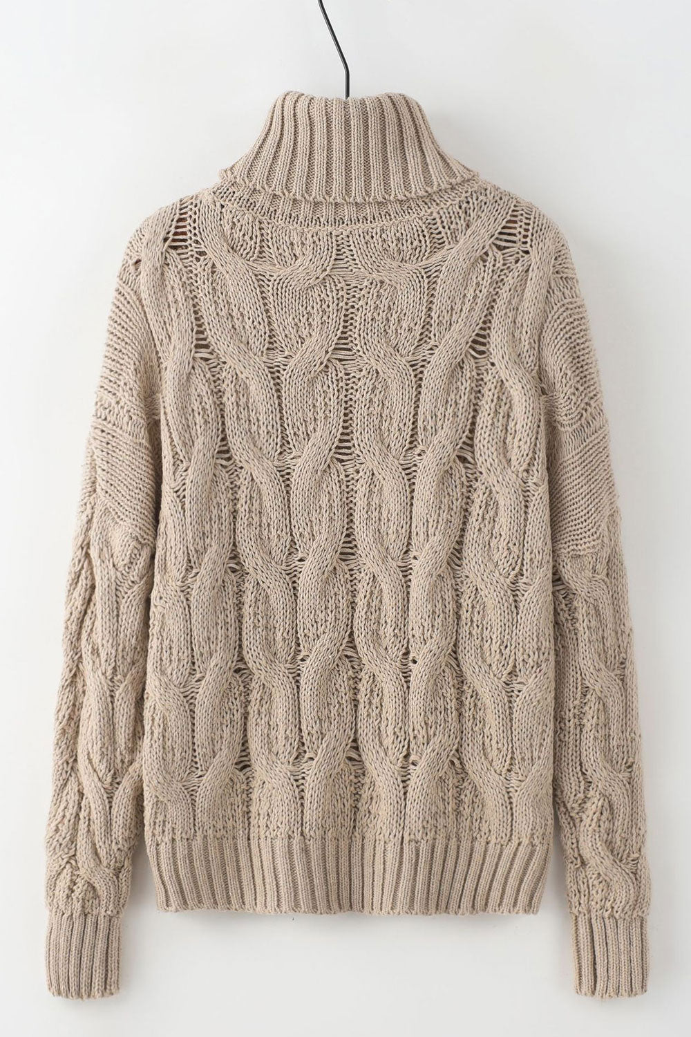 Women Casual Foldable High Neck Knitted Long Sleeve Warm Winter Sweater