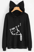 Women Amazing Kangaroo Pockets Drawstring Closure Super Cat Style Hood Winter Hoodie