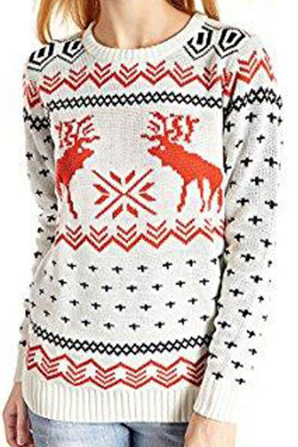 Women Gorgeous Regular Fit Printed Easily Wearable Warm Knitted Winter Sweater