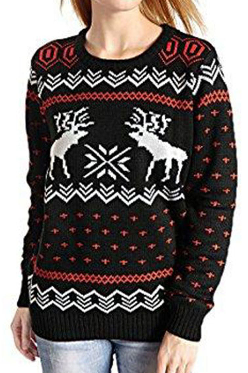 Women Gorgeous Regular Fit Printed Easily Wearable Warm Knitted Winter Sweater