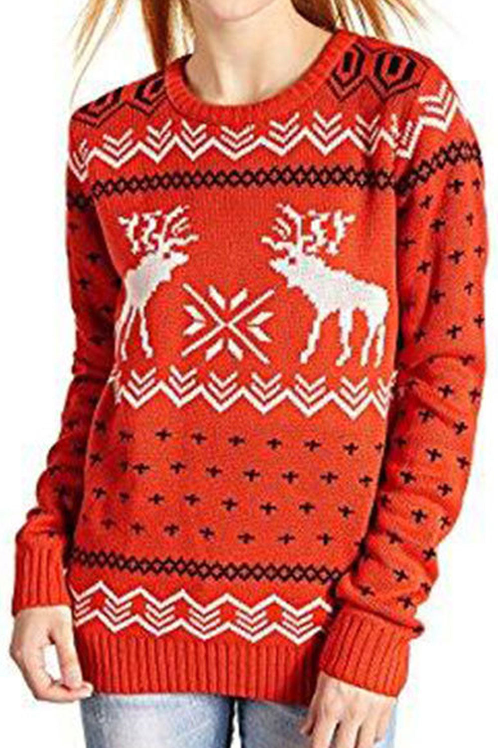 Women Gorgeous Regular Fit Printed Easily Wearable Warm Knitted Winter Sweater