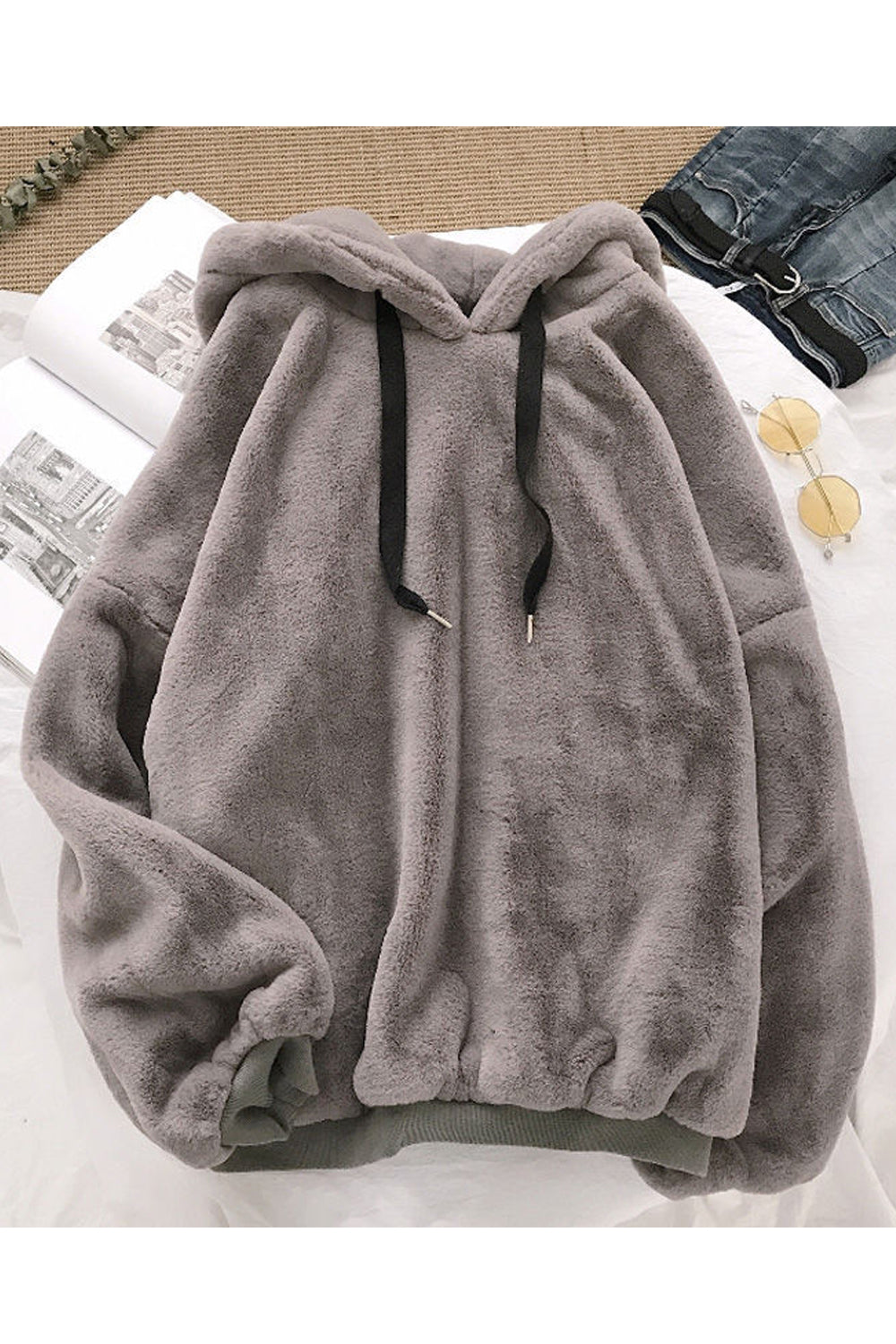 Women Knitted Comfortable Long Sleeve Restful Winter Casual Drawstring Closure Hoodie